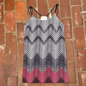Zigzag Patterned Dress with Pink Accents